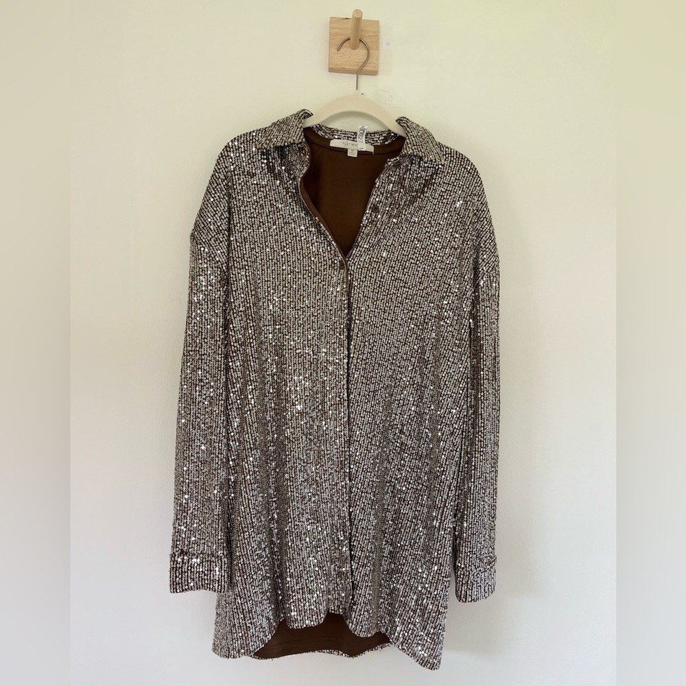 Flat White sequin Mini Dress by Anthropologie